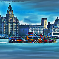 Buy canvas prints of Liverpool Waterfront Skyline (Digital Art Painting by John Wain