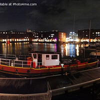 Buy canvas prints of Royal Albert Dock And the 3 Graces at night by John Wain