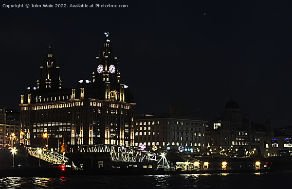 Liverpool's Three Graces at night Picture Board by John Wain
