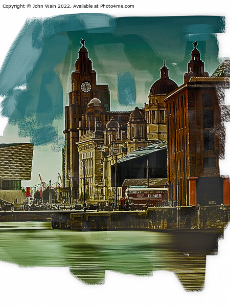 Royal Albert Dock And the 3 Graces (Digital Art) Picture Board by John Wain
