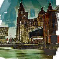 Buy canvas prints of Royal Albert Dock And the 3 Graces (Digital Art) by John Wain