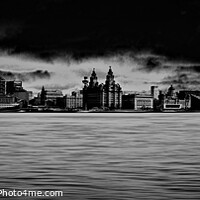 Buy canvas prints of Liverpool Waterfront Skyline (Digital Art) Mono by John Wain