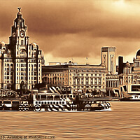 Buy canvas prints of Liverpool Waterfront Skyline (Digital Art)  by John Wain