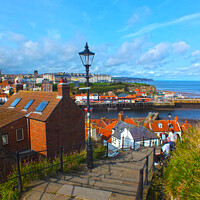 Buy canvas prints of Whitby's 199 steps by John Wain