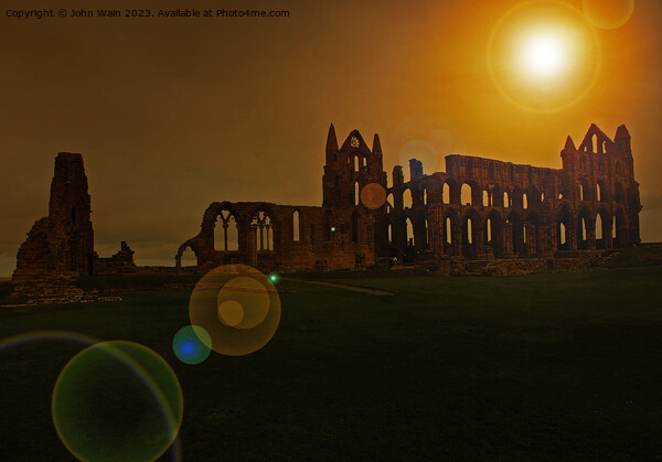 Whitby Abbey  at sunset (Digital Art) Picture Board by John Wain