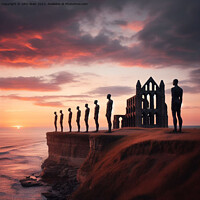Buy canvas prints of Gormley men and Whitby Abbey (AI Generated) by John Wain