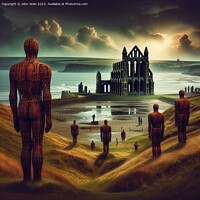 Buy canvas prints of Gormley men and Whitby Abbey (AI Generated) by John Wain