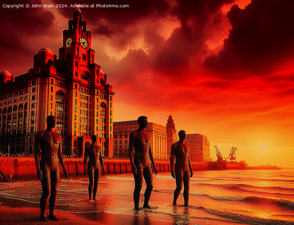 The Gormley's at Liverpool Pierhead (AI Generated) Picture Board by John Wain
