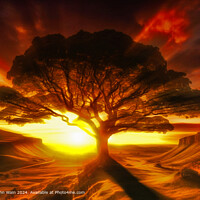 Sycamore Tree Sunset AI Generated Digital Art