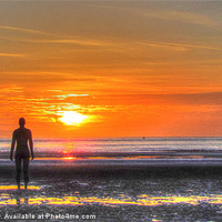 Buy canvas prints of Sunset on Crosby Beach by John Wain