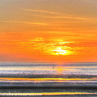 Buy canvas prints of Anthony Gormleys Another Place at Sunset by John Wain