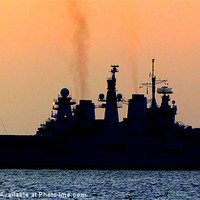 Buy canvas prints of HMS Illustrious Silhouette by John Wain