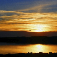 Buy canvas prints of Marine Lake Sunset by John Wain