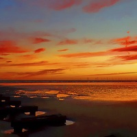 Buy canvas prints of Crosby Pier at Sunset. by John Wain