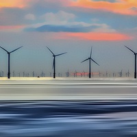 Buy canvas prints of Windmills to the Horizon by John Wain