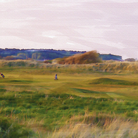 Buy canvas prints of West Lancs Golf Club Original Digital Water Colour by John Wain