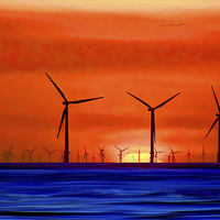 Buy canvas prints of Windmills in the Sea. by John Wain