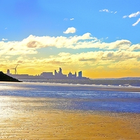 Buy canvas prints of Liverpool Water Front from Crosby Beach... by John Wain