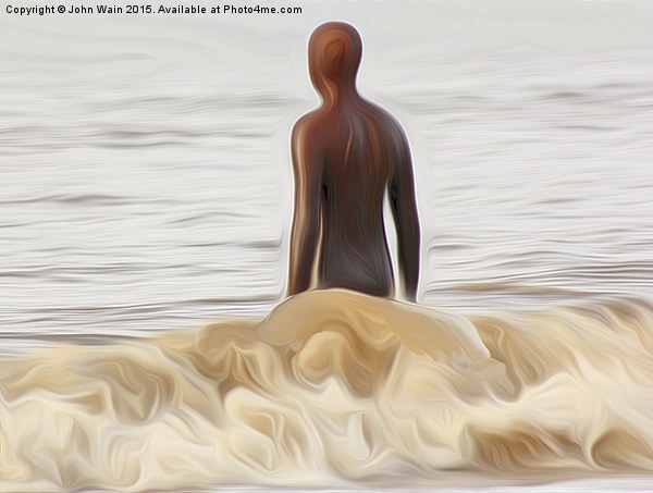 Gormley Iron Man in the Surf Picture Board by John Wain