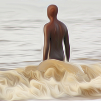Buy canvas prints of Gormley Iron Man in the Surf by John Wain