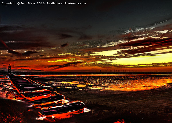 The Beach at Sunset (Digital Art)  Picture Board by John Wain