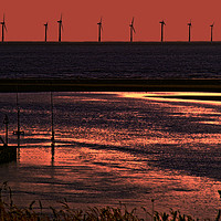 Buy canvas prints of River Alt and the wind farm by John Wain