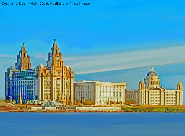 Liverpool 3 Graces (Digital Art) Picture Board by John Wain