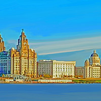 Buy canvas prints of Liverpool 3 Graces (Digital Art) by John Wain
