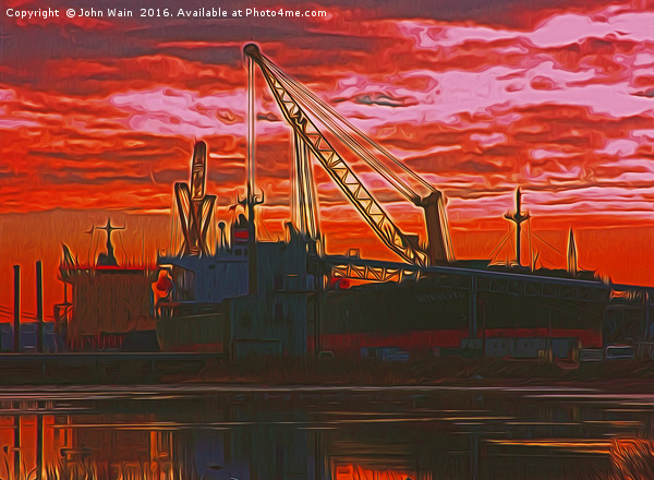 The  Docks (Digital Painting) Picture Board by John Wain