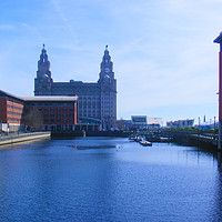 Buy canvas prints of Liver Building from Princes Dock by John Wain