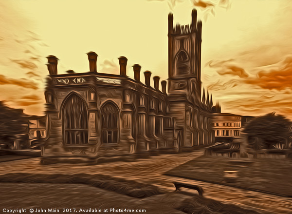 WW2 Bombed out Church Liverpool (Digital Art) Picture Board by John Wain
