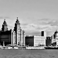 Buy canvas prints of Liverpool Skyline Waterfront (Digital Art) by John Wain