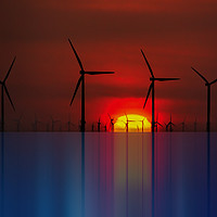 Buy canvas prints of Windmills at the Horizon  by John Wain