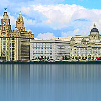 Buy canvas prints of Liverpool Waterfront Skyline (Digital Art) by John Wain