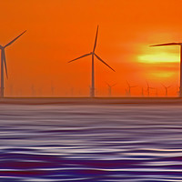 Buy canvas prints of Windmills in the Sun (Digital Art)  by John Wain
