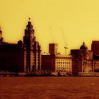 Buy canvas prints of Liverpool Waterfront Skyline by John Wain