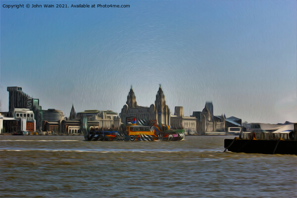 Liverpool Waterfront Skyline (Digital Art) Picture Board by John Wain