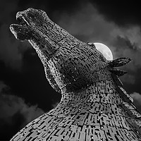 Buy canvas prints of Full Moon at the Kelpies by jim scotland fine art