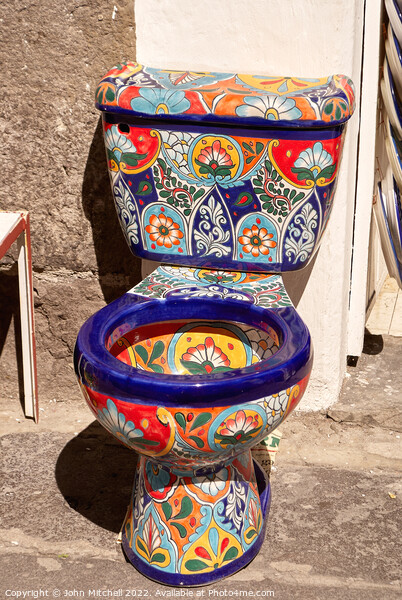 Colourful Mexican Toilet Bowl Picture Board by John Mitchell