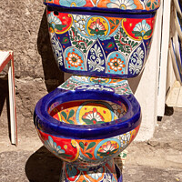 Buy canvas prints of Colourful Mexican Toilet Bowl by John Mitchell