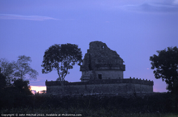 El Caracol at sunset Chichen Itza Mexico Picture Board by John Mitchell