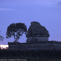 Buy canvas prints of El Caracol at sunset Chichen Itza Mexico by John Mitchell