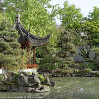 Buy canvas prints of Pagoda and pond in Vancouver's Chinatown by John Mitchell