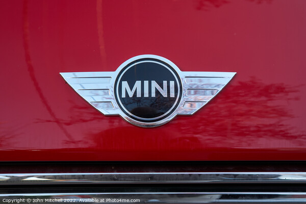 Mini Cooper hood badge Picture Board by John Mitchell