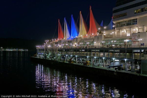 Canada Place at Night Vancouver Picture Board by John Mitchell
