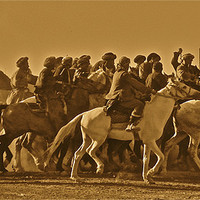 Buy canvas prints of Buzkashi match, Afghanistan by Paul Hutchings 
