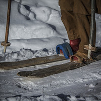 Buy canvas prints of Home made wooden skis by Paul Hutchings 