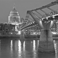Buy canvas prints of Millenium Bridge and St Pauls at night by Steve Smith