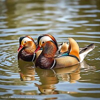 Colourful BIRDS WATER WILDLIFE Mandarin Duck Close