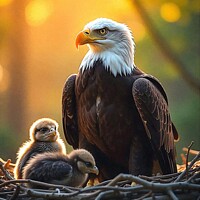 WILDLIFE BIRDS NATUTURE American Bald Eagle Family